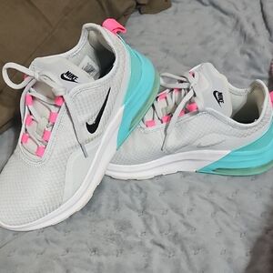Nike White and Aqua Sneakers with Pink Highlights